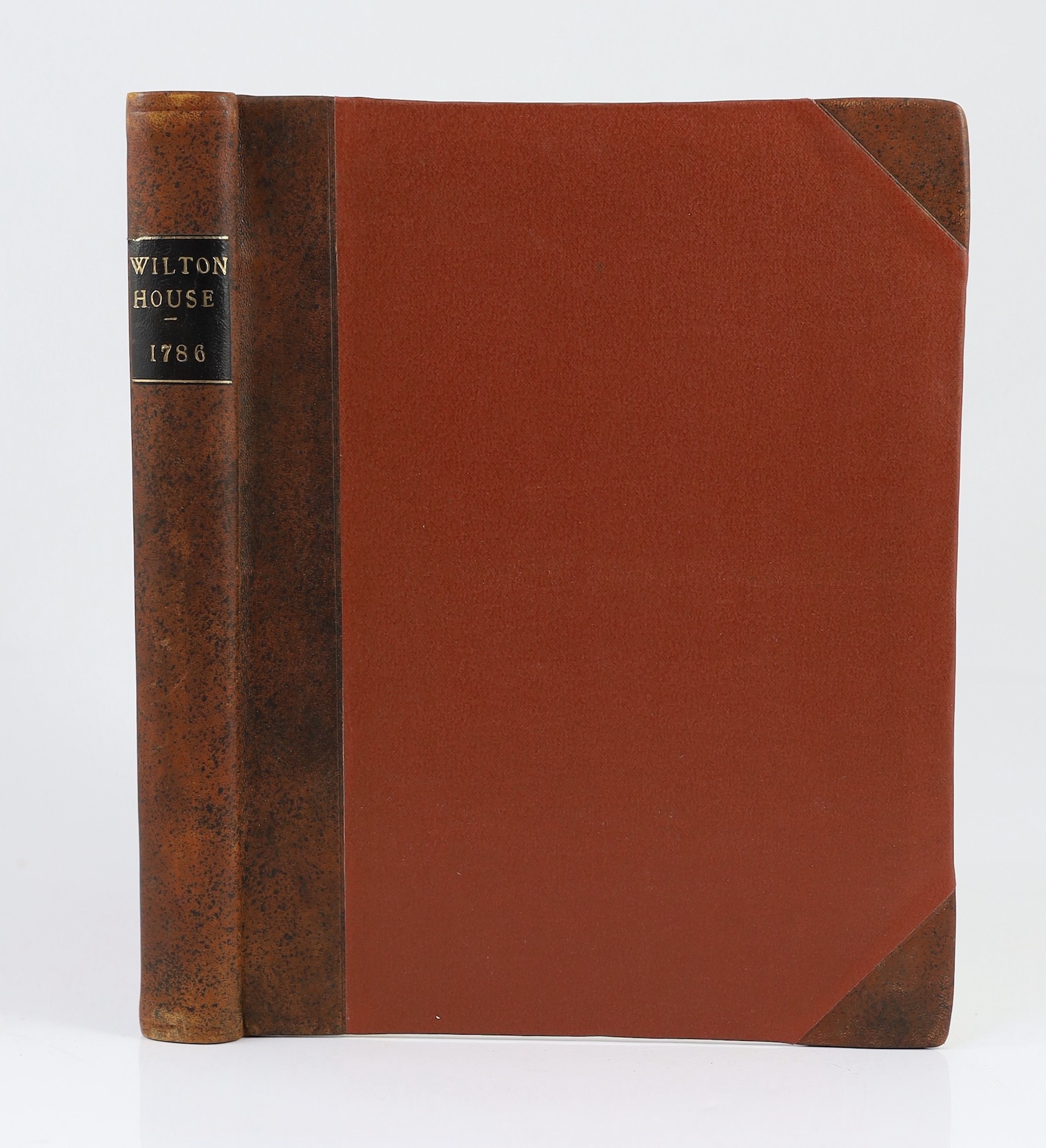 WILTS: A Description of the Antiquities and Curiosities in Wilton-House ... new edition. 25 plates, text decorations, half title; 20th cent. half calf and cloth, with black label, roy.4to. Sarum, 1786